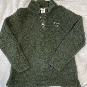 PINK Green Sherpa Half Zip!